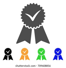 Quality Seal vector pictograph. Style is a flat graphic symbol in gray, black, yellow, blue, green color versions. Designed for web and mobile apps.