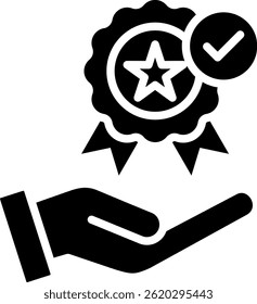 Ilustración vectorial de glifo de icono de servicio de calidad