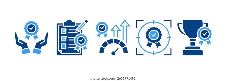 Quality Service Icon Set Multiple Style Collection, Containing design Quality Performance, Quality Focus, Excellence