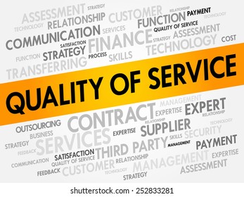 Quality of Service related items words cloud, business concept