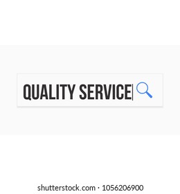 Quality Service Word Magnifying Glass. Vector illustration