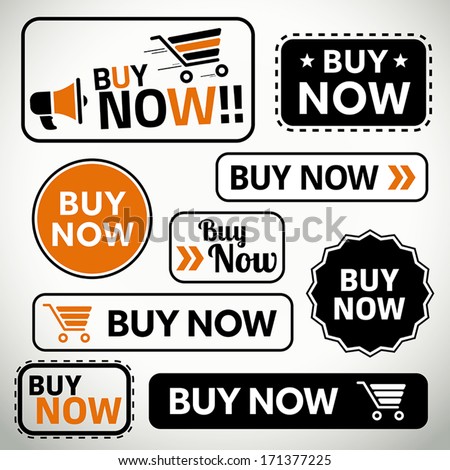Quality set of buy now buttons for websites and print