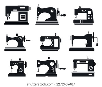 Quality sew machine icon set. Simple set of quality sew machine vector icons for web design on white background