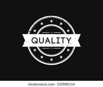 quality. stamp mark white on black background
