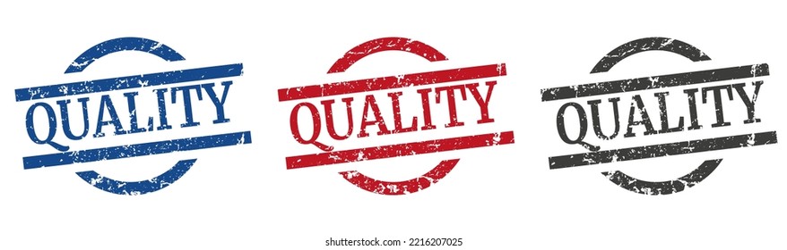 quality stamp. quality round isolated sign. quality label set
