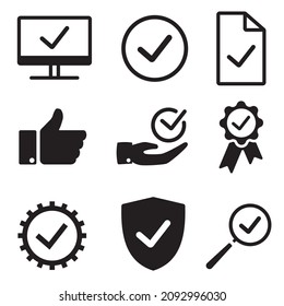 Quality, standard and rating set icon in simple style on white background