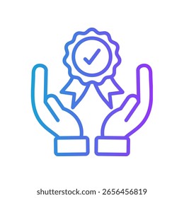 Ilustração do vetor de gradiente da linha do ícone dos padrões de qualidade
