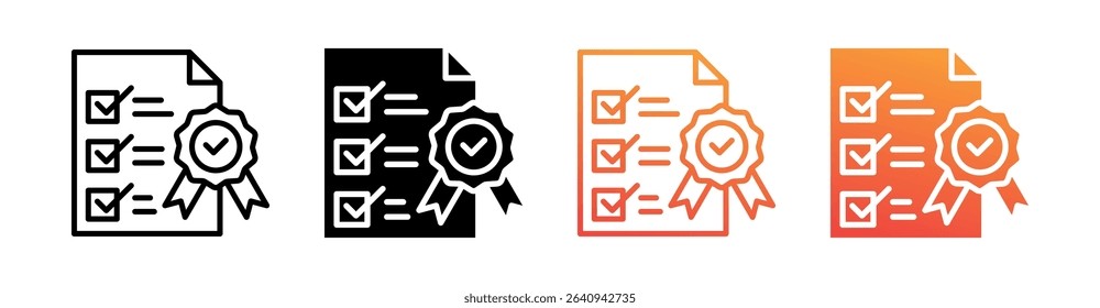 Quality Standards Multi Style Icon Set Vector