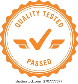 Quality tested passed approval seal badge icon vector graphic