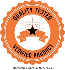 Calidad probada producto verificado insignia naranja con símbolo de estrella