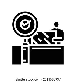 quality testing glass production glyph icon vector. quality testing glass production sign. isolated contour symbol black illustration