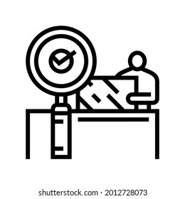 vectores de icono de línea de producción de vidrio de prueba de calidad. signo de producción de vidrio de prueba de calidad. símbolo de contorno aislado ilustración negra