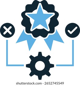 Quality testing icon vector, representing rigorous examination and validation. Perfect for scientific, industrial, or technology designs needing to illustrate accuracy and reliability.