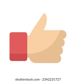 Quality thumb up icon flat vector. Best hand. Success customer isolated