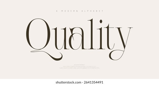 Quality typography beauty fashion elegant minimalist serif italic fonts decorative wedding vintage retro logos. Minimal luxury font alphabet logo. Vector illustration
