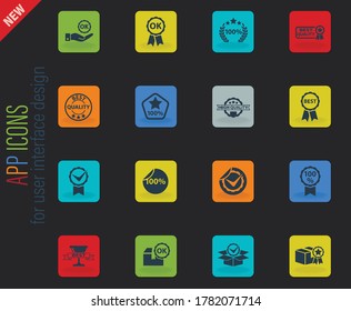 quality vector color web icons on dark background for user interface design