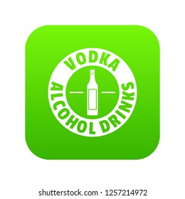 Quality vodka icon green vector isolated on white background