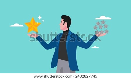 quality vs quantity concept illustration, the balance for successes, management to assure excellent work outcome working attitude to deliver superior result concept illustration with flat style