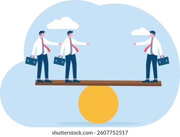 quality vs quantity employee, employee value to achieve business success, employee quality to produce good performance, one quality employee vs two employees competing on a seesaw


