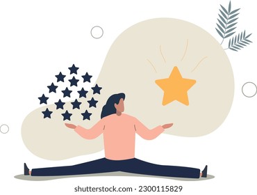 Quality vs quantity, management to assure excellent work outcome, working attitude to deliver superior result concept.flat vector illustration.