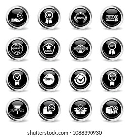 quality web icons - black round chrome buttons