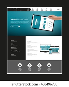 Quality Website Template Vector Eps10, Modern Web Design with flat UI elements. Ideal for Business layout