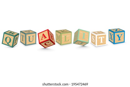 QUALITY written with alphabet blocks - vector illustration