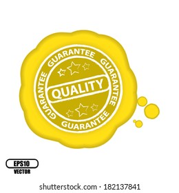 Quality yellow wax seal, vector illustration