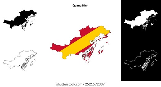 Conjunto de mapa de contorno en blanco de Quang Ninh