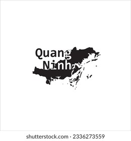 Quang Ninh map and black lettering design on white background