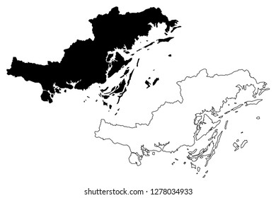 Quang Ninh Province (Socialist Republic of Vietnam, Subdivisions of Vietnam) map vector illustration, scribble sketch Tinh Quang Ninh map