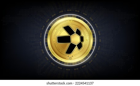 Moneda de moneda dorada criptodivisa. Divisa digital en el mercado de valores de la cadena de bloques. Monedas criptográficas en el vector de fondo negro EPS10.