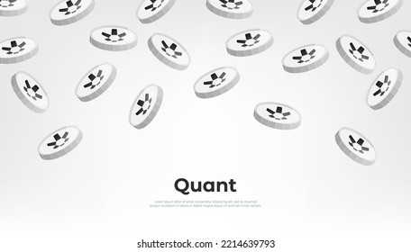 Quant (QNT) coin falling from the sky. QNT cryptocurrency concept banner background.