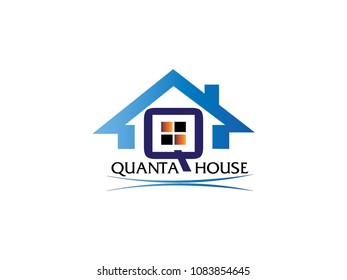 QUANTA  HOUSE Real estate logo,home logo,house logo, property logo,building logo,vector logo template.