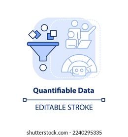 Quantifiable data light blue concept icon. Advantage of digital engagement abstract idea thin line illustration. Isolated outline drawing. Editable stroke. Arial, Myriad Pro-Bold fonts used