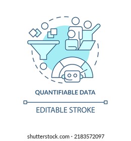 Quantifiable data turquoise concept icon. Automation. Advantage of digital engagement abstract idea thin line illustration. Isolated outline drawing. Editable stroke. Arial, Myriad Pro-Bold fonts used