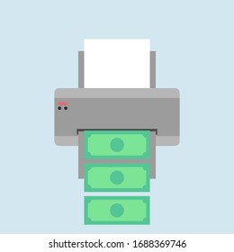 Quantitative Easing concept vector. Monetary policy illustration, flat design. Printing money. Finance and economy concept. Inject money into economy system by using QE.