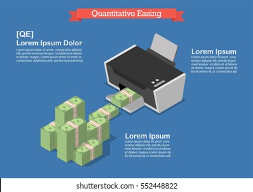 Quantitative Easing. Printing Money Business Concept