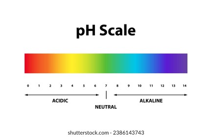 Quantitative Ph level Scale chart indicator diagram value. Alkaline, neutral, acidic solution.