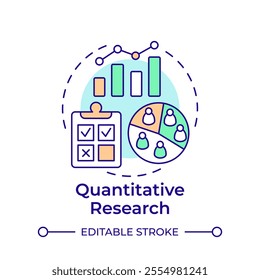 Quantitative research multi color concept icon. Marketing strategy. Statistics, analytics. Round shape line illustration. Abstract idea. Graphic design. Easy to use in infographic, presentation