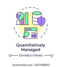 Quantitatively managed stage multi color concept icon. Data governance maturity model. Advanced analytics. Round shape line illustration. Abstract idea. Graphic design. Easy to use in article