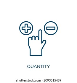 quantity icon. Thin linear quantity outline icon isolated on white background. Line vector quantity sign, symbol for web and mobile
