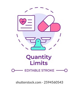 Quantity limits multi color concept icon. Restrict amount of medication. Component of utilization management. Round shape line illustration. Abstract idea. Graphic design. Easy to use in brochure