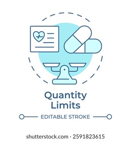 Quantity limits soft blue concept icon. Restrict amount of medication. Component of utilization management. Round shape line illustration. Abstract idea. Graphic design. Easy to use in brochure