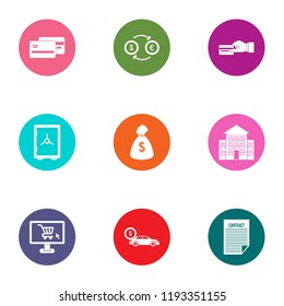 Quantity of money icons set. Flat set of 9 quantity of money vector icons for web isolated on white background