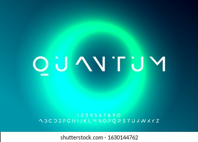 Quantum, an abstract technology science alphabet font. digital space typography vector illustration design