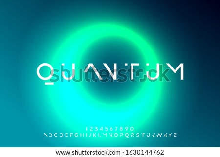 Quantum, an abstract technology science alphabet font. digital space typography vector illustration design