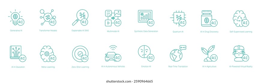 Quantum AI and AI in Drug Discovery Vector Icon