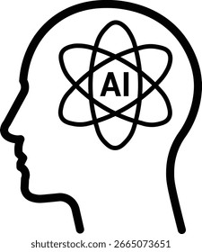 Quantum AI Energy in Human Head Icon. AI and Technology Icon that use in AI based design .