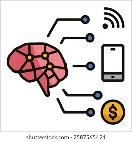 Quantum Brain Icon Element For Design